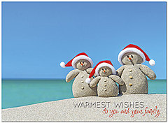 Sending you warm greetings and best wishes for happiness during the holidays. Tropical Snowmen Holiday Card H7169U-A